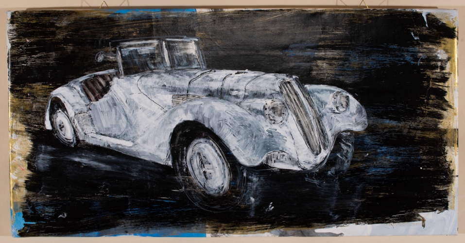 BMW  1936 weiß 2018  Frankografie auf Leinwand   100 x 70