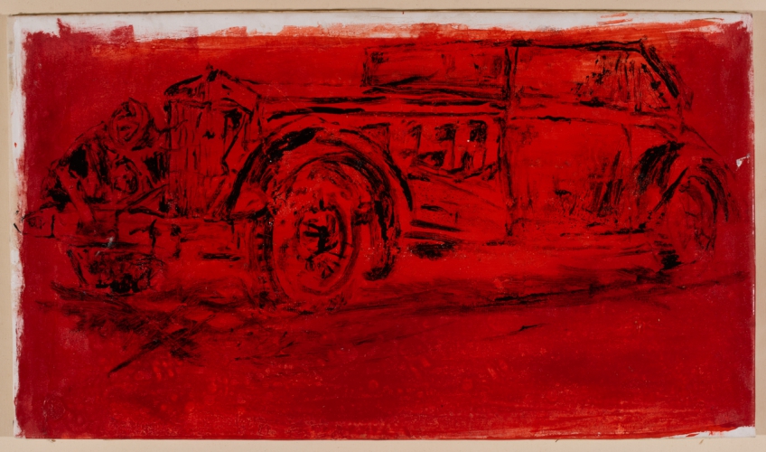 Rolls in Rot, Frankografie auf Leinwand  2018  120 x 80
